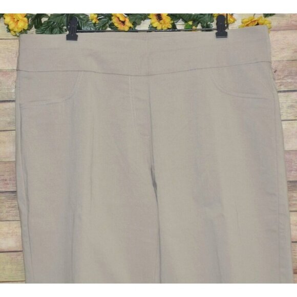 Ruby Rd. Khaki Tan Ladies 20W Stretch Capri Pants Classic Slimming Waist - Picture 2 of 9